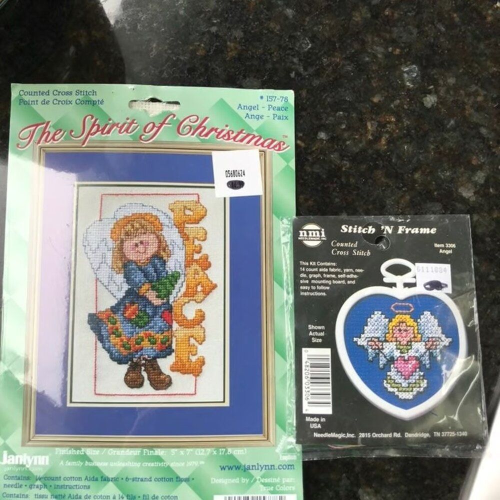 Set of 2 Crossstitch Angel Kits NEW Spirit of Christmas #157-78 Stitch & Frame